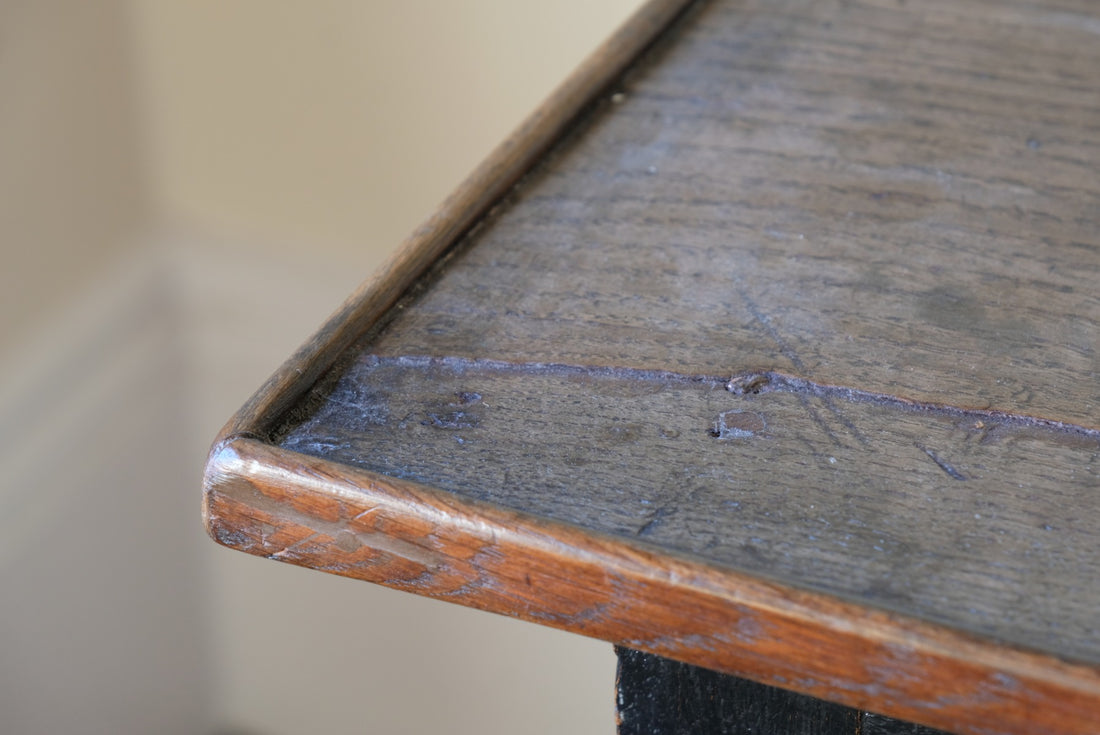 18th Century French Ebonised Fruitwood Table With Cabriole Legs & Hoof Feet