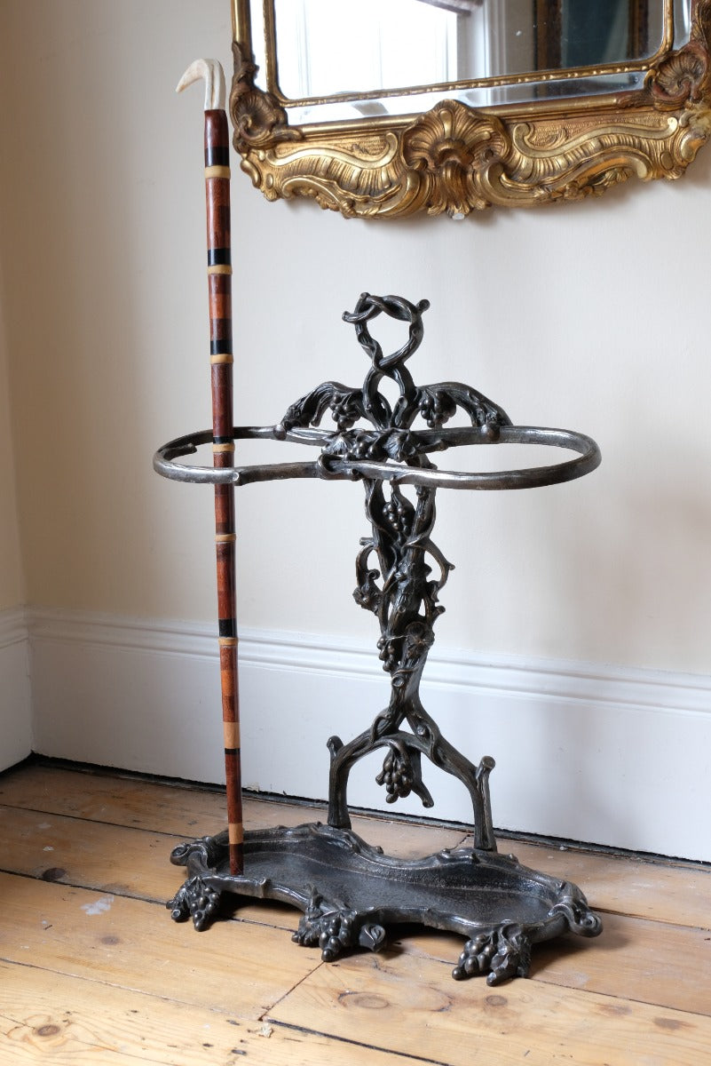 19th Century Victorian Cast Iron Grapevine Stick Umbrella Stand