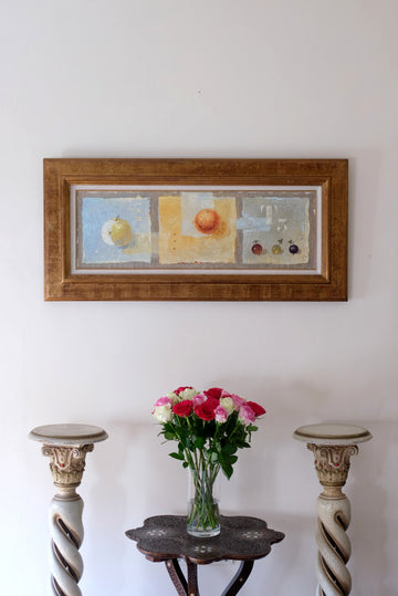 Triptych Oil On Canvas Painting Of Fruit By F Ferron