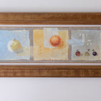 Triptych Oil On Canvas Painting Of Fruit By F Ferron